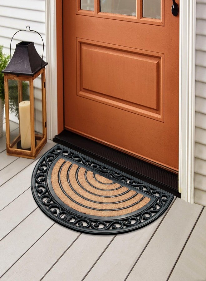 A1 Home Collections A1HC Natural Coir and Rubber Large Door Mat, 18" x 30", Thick Durable Half Round Doormats for Door Entrance, Heavy Duty, Thin Profile Door Mat, Easy to Clean,Long Lasting Front Door Entry Doormat - Image 2