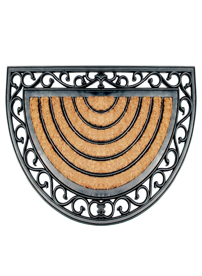 A1 Home Collections A1HC Natural Coir and Rubber Large Door Mat, 18" x 30", Thick Durable Half Round Doormats for Door Entrance, Heavy Duty, Thin Profile Door Mat, Easy to Clean,Long Lasting Front Door Entry Doormat - Image 1