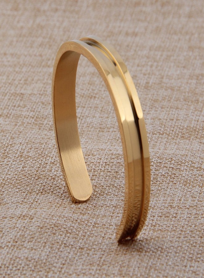 Zuo Bao Hair Tie Bracelet Stainless Steel Grooved Cuff Bangle for Women (No Words-Gold) - Image 4
