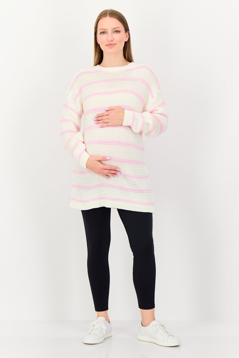 Dorothy Perkins X Maternity Women Crew Neck Stripe Sweater, Multicolor - Image 4
