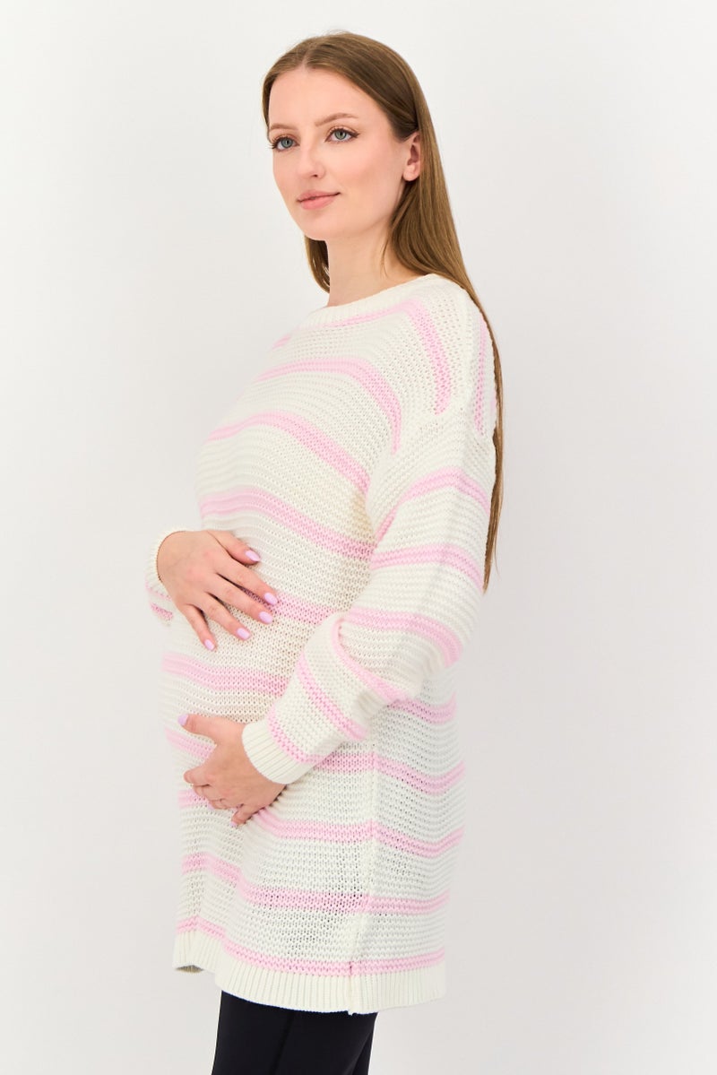 Dorothy Perkins X Maternity Women Crew Neck Stripe Sweater, Multicolor - Image 2
