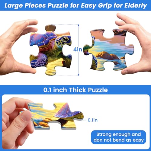 WSCXSC 36 Large Piece Puzzles for Seniors 6 PackDementia Puzzles Turtle Dog Bird Mushroom Beach Lake Jigsaw Puzzle Dementia Alzheimers Products and Activities for Seniors Elderly Adult - Image 5