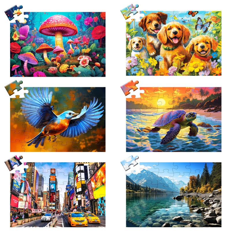 WSCXSC 36 Large Piece Puzzles for Seniors 6 PackDementia Puzzles Turtle Dog Bird Mushroom Beach Lake Jigsaw Puzzle Dementia Alzheimers Products and Activities for Seniors Elderly Adult - Image 3