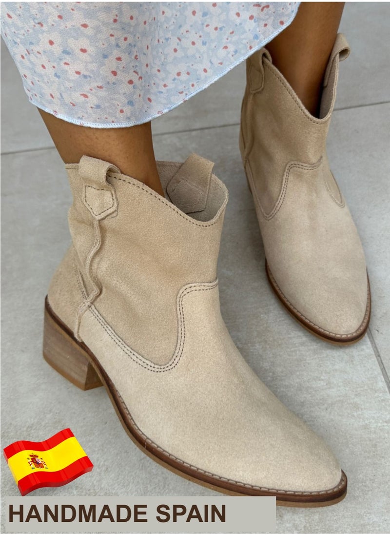 Bibibs & Co Cossacks Nubuck Ankle Boots Light Beige  - Image 4