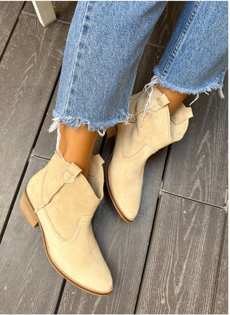 Bibibs & Co Cossacks Nubuck Ankle Boots Light Beige  - Image 1