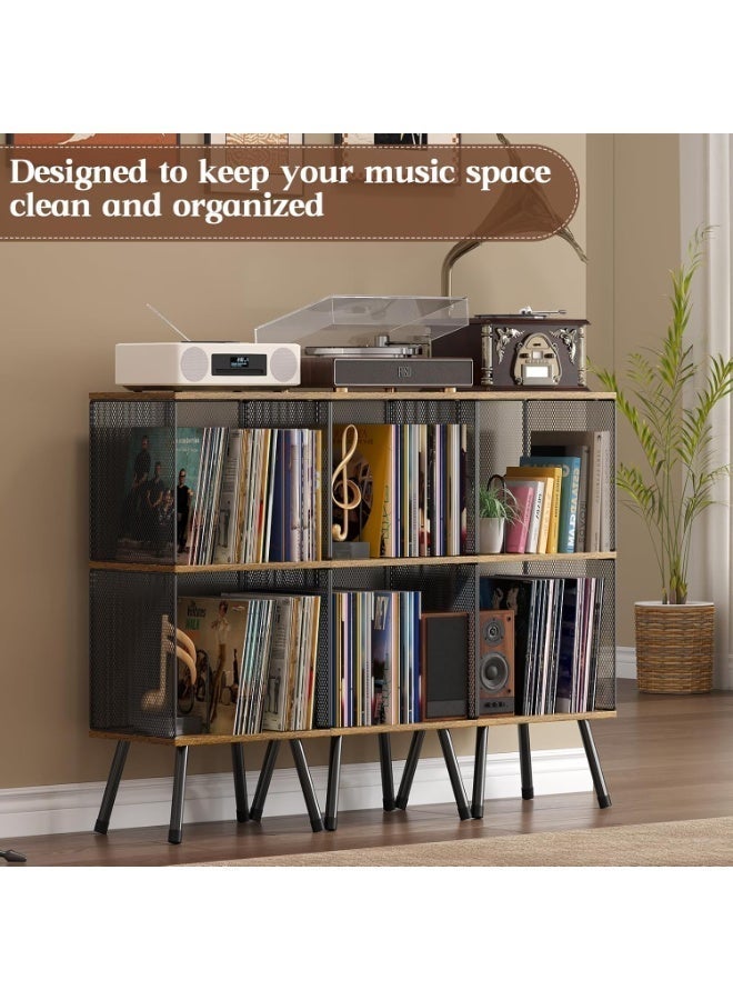 Forthcan 3-Tier Record Player Stand, Turntable Stand with Storage up to 200 Albums, Corner Vinyl Record Holder with Adjustable Divider, Mid-Century Record Table Vinyl Storage for Bedroom Living Room - Image 4