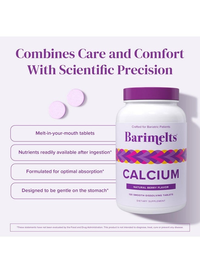 Barimelts Calcium Citrate with Vitamin D3 & Magnesium, 120 Smooth-Dissolving Tablets (1-Month Supply), Bariatric Calcium Supplements for Women, Natural Berry Flavor - Image 4