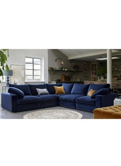 Al Home 5 Seater L-shape Sofa - Swedish Wood - 260x260x85x75 Cm - Blue  - Image 1