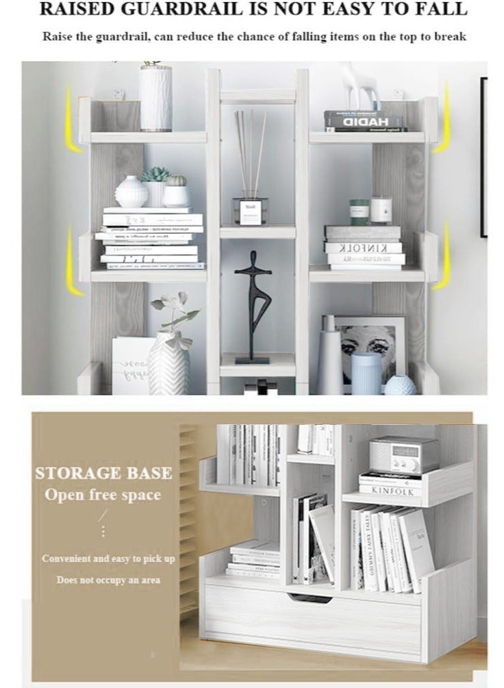 والالا خزانة كتب خشبية قائمة بذاتها ذات 10 طبقات ومنظم رف الكتب، رف تخزين المكتب المنزلي، رف العرض المنزلي - Image 5