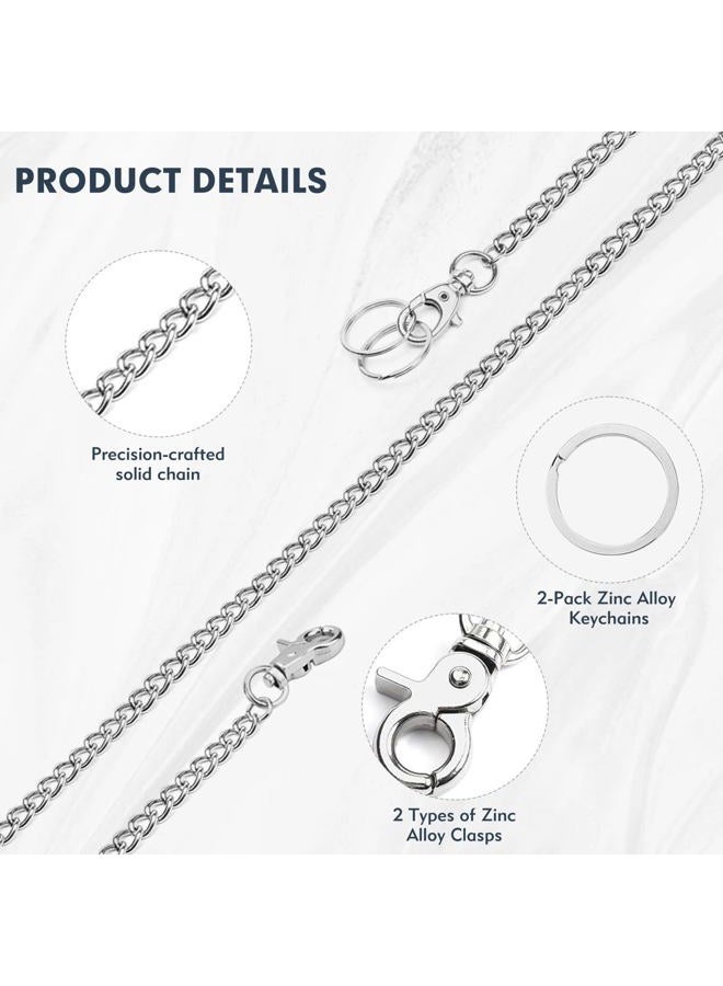 Wiratca Wallet Chain for Men Women - 24" Heavy Duty Pocket Chain, Punk Jean Keychain with Lobster Clasp (Silver) - Image 3