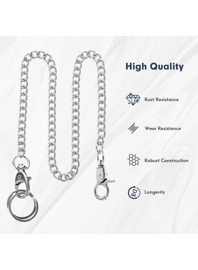 Wiratca Wallet Chain for Men Women - 24" Heavy Duty Pocket Chain, Punk Jean Keychain with Lobster Clasp (Silver) - Image 5