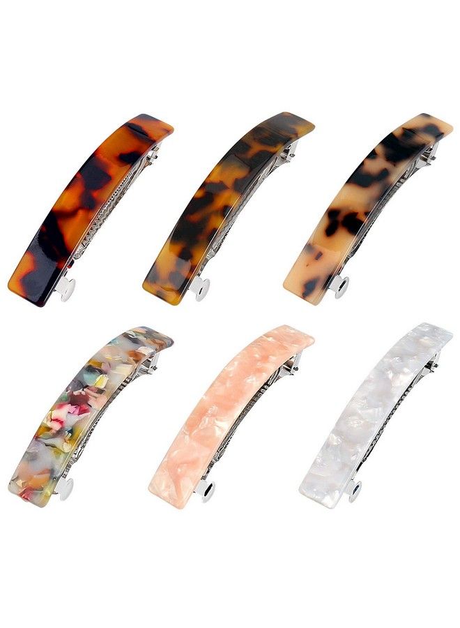 SUMAJU 6 Pcs Tortoise Shell Hair Barrettes Acetate Hair Barrettes Acrylic Hair Barrettes French Design Hair Clips Automatic Hair Clip For Women Ladies (2) - Image 2
