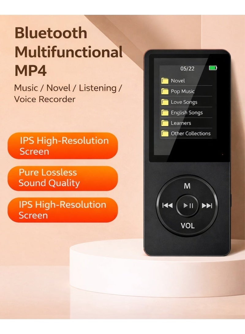 Sisily Bluetooth MP4 Player IPS HD Screen, Hi-Fi Lossless Sound, Wireless Music Player with Voice Recorder & FM Radio, Supports up to 64GB TF Card, Portable for Study, Travel & Sport - Image 1
