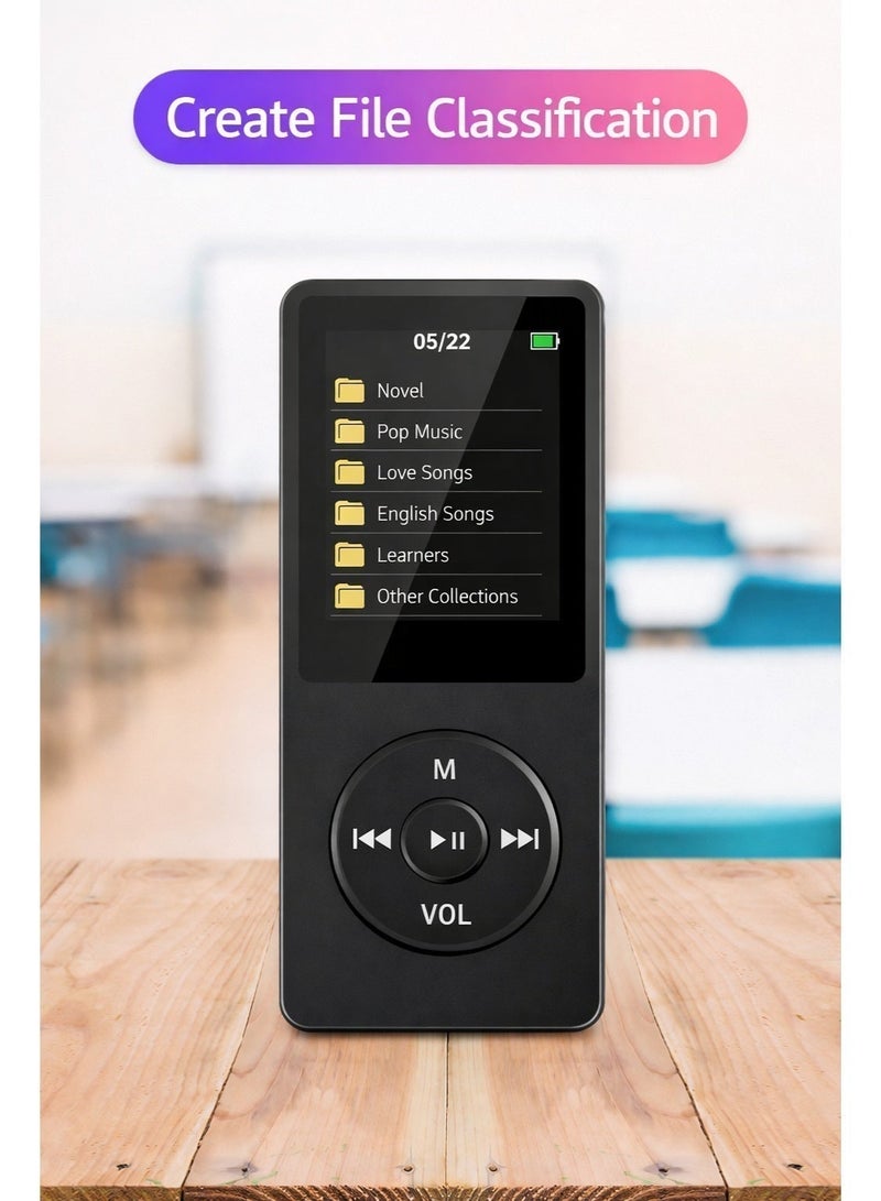 Sisily Bluetooth MP3 Player 1 Piece Touch Music Player with IPS HD Screen HiFi Lossless Sound FM Radio Voice Recorder TF Card Expansion Portable Audio Player with Wired Earphones 8GB Memory Card OTG Charging Cable - Image 5
