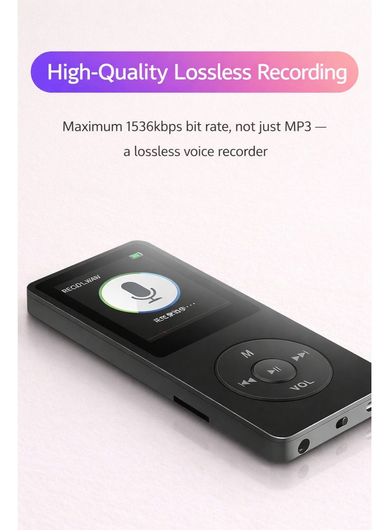 Sisily Bluetooth MP3 Player 1 Piece Touch Music Player with IPS HD Screen HiFi Lossless Sound FM Radio Voice Recorder TF Card Expansion Portable Audio Player with Wired Earphones 8GB Memory Card OTG Charging Cable - Image 3