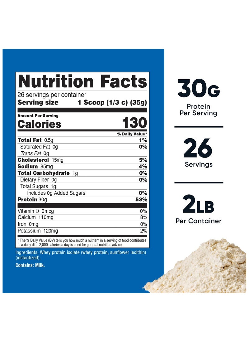 Nutricost - Whey Protein Isolate, 30 G Protein Per Serving, 26 Serving, 2 Lb Per Container - Unflavored Net Wt. 32.4 Oz - Image 1
