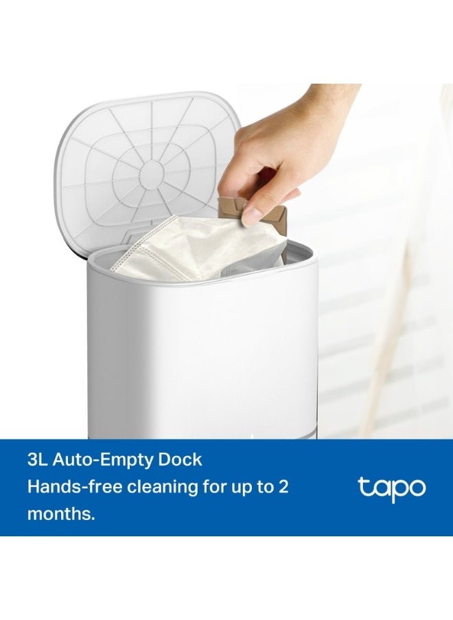 TP-LINK Tapo RV30 Max Plus 5300Pa Hyper Suction Robot Vacuum & Mop with Smart Auto-Empty Dock, LiDAR Navigation, Multi-Floor Mapping, and Voice Control for Effortless Home Cleaning-White  - Image 3