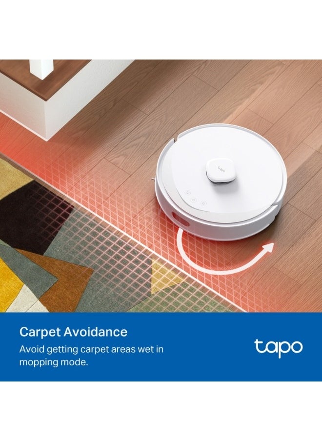 TP-LINK Tapo RV30 Max Plus 5300Pa Hyper Suction Robot Vacuum & Mop with Smart Auto-Empty Dock, LiDAR Navigation, Multi-Floor Mapping, and Voice Control for Effortless Home Cleaning-White  - Image 4