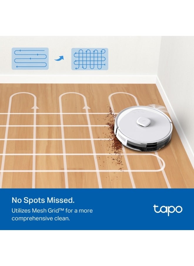 Tapo RV30 Max Plus 5300Pa Hyper Suction Robot Vacuum & Mop with Smart Auto-Empty Dock, LiDAR Navigation, Multi-Floor Mapping, and Voice Control for Effortless Home Cleaning-White