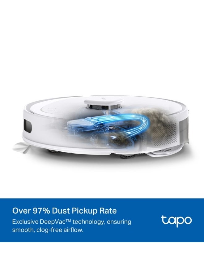 Tapo RV30 Max Plus 5300Pa Hyper Suction Robot Vacuum & Mop with Smart Auto-Empty Dock, LiDAR Navigation, Multi-Floor Mapping, and Voice Control for Effortless Home Cleaning-White