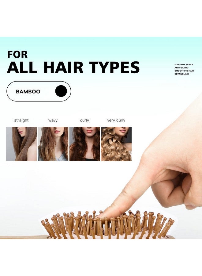 Combetter Bamboo Hairbrush And Comb Set Combetter Ecofriendly Natural Paddle Detangler Brush With Scalp Massage Reducing Frizz&Promoting Healthy Hair Growth - Image 3