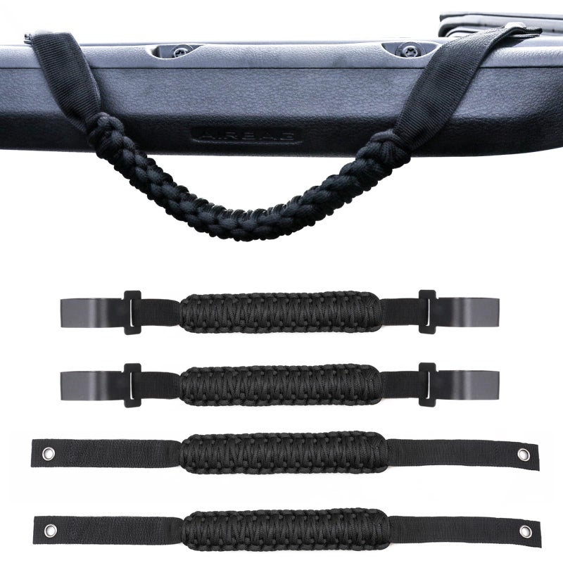 BESTAOO 4 Pack Roll Bar Grab Handles Front and Rear Paracord Grip Handles Compatible with 2024 2025 Jeep Wrangler JL Gladiator JT 4XE Accessories FrontRear Black - Image 2