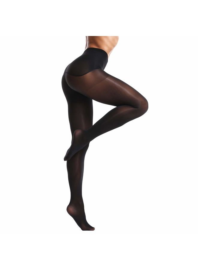 Frola Oil Shiny Stockings Pantyhose 360°Seamless Crotch High Waist Smooth Tights for Women(Large,1Pair Black) - Image 1
