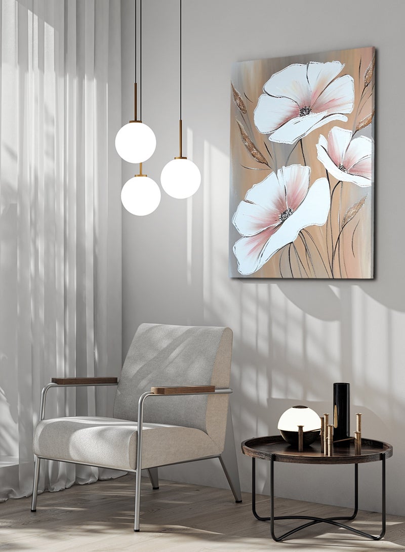 لوحة كانفاس على إطار خشبي بتصميم فن تجريدي زهور أنيقة - Image 1