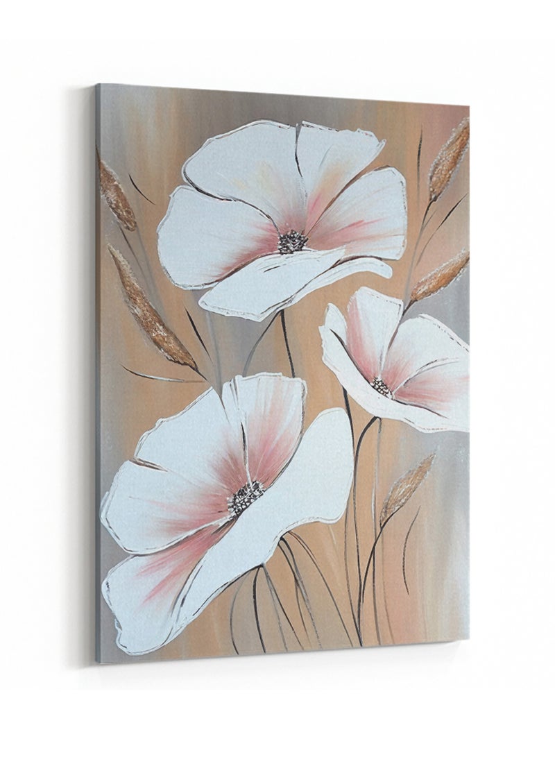 لوحة كانفاس على إطار خشبي بتصميم فن تجريدي زهور أنيقة - Image 4