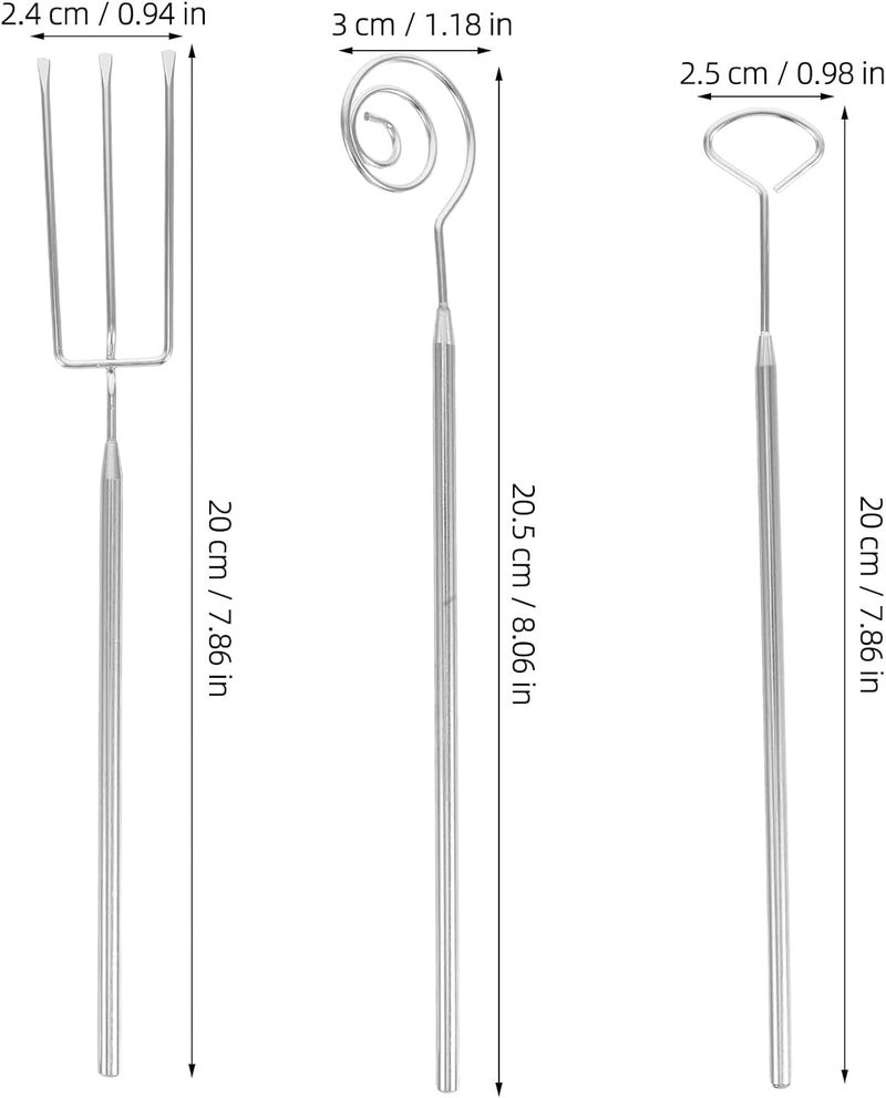 iplusmile 4pcs Stainless Steel Chocolate Fondue Fork Set Spiral and Triangle Candy Dipping Tools for Barbecue and Marshmallow Cooking - Image 2