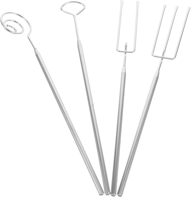 iplusmile 4pcs Stainless Steel Chocolate Fondue Fork Set Spiral and Triangle Candy Dipping Tools for Barbecue and Marshmallow Cooking - Image 1