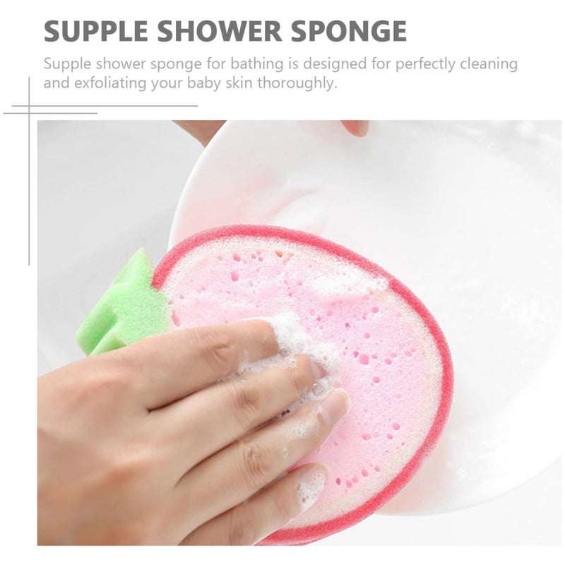 Thickened Exfoliating Fruit Bath Sponges 6pcs Set with Strawberry Mango Orange Shapes - Image 4