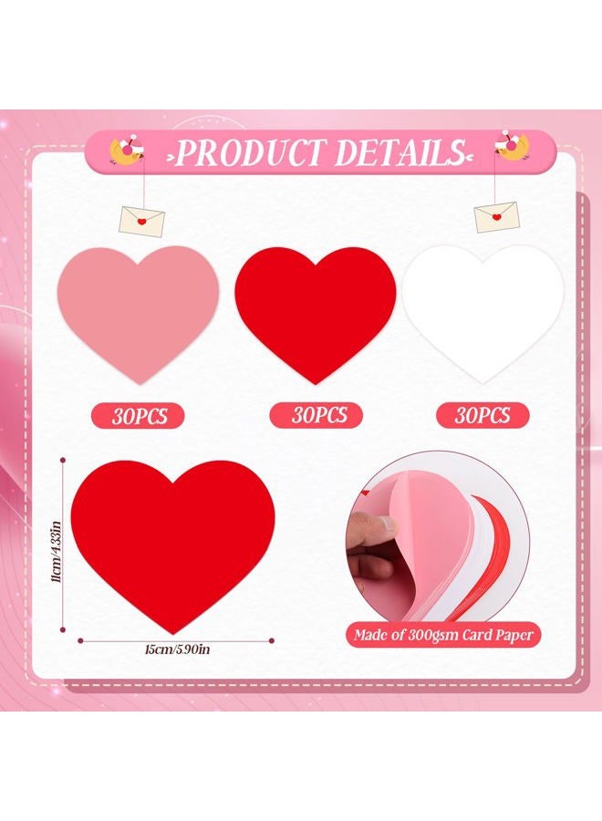FOIMAS 90pcs Large Heart Cutouts, 6 Inch Assorted Color Creative Heart Shaped Paper Red Pink White Double Sided Craft Hearts for Valentine's Day Bulletin Borad Decor DIY Love Craft Project - Image 2