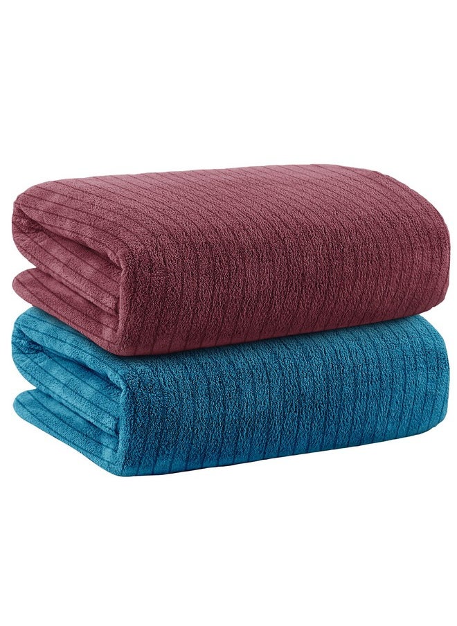 Story@Home Story@Home Towels for Bath Large Size | Microfiber Towels for Bath | Towel Set of 2 | 400 GSM | 70 x 140 cm | Pink and Blue | Bath Towels for Men, Women & Kids | Gym Towel | Perfect for Everyday Use  - Image 1