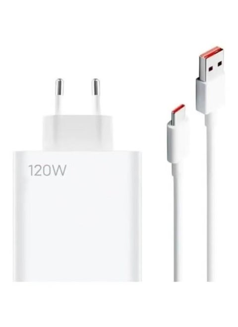 120W Super Fast GaN HyperCharge Turbo Adapter with Cable (EU Pin) Compatible (Mi 10 10T 11 11T 12 13 12S Ultra Lite 11i Poco F3 F4 X3 X4 GT M4 Redmi Note 10 11 11T 12 K60 Pro)