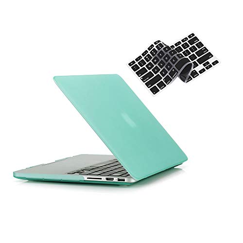 RUBAN Case Compatible with MacBook Pro 13 inch 2015 2014 2013 2012 (A1502 & A1425 Models), Plastic Hard Shell Case & Keyboard Cover for Old Version MacBook Pro Retina 13 Inch, Green - Image 1
