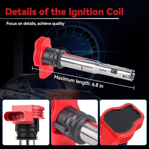 Aspligo UF529 Ignition Coil Pack & 4644 Spark Plug for Audi A3 A4 allroad Quattro A5 Q5 TT, For VW Beetle CC Eos Golf GTI Jetta Passat Tiguan Replaces# 06E905115 GN10446 C1631, Sets of 4 - Image 4