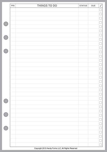 Handy Forms A5 Size to Do List Planner Pages, Sized and Punched for 6-Ring A5 Notebooks by Filofax, LV (GM), Kikki K, TMI, and Others. Sheet Size 5.83" x 8.27" (148mm x 210mm) - Image 2