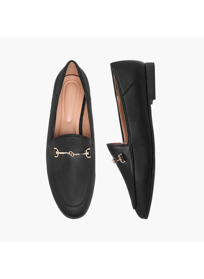سيليست Women's Solid Slip-On Loafers with Metal Accent