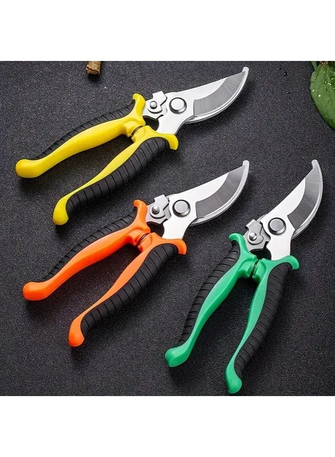 Yellow Professional Stainless Steel Pruning Shears Ergonomic Garden Scissors For Tree Branches Flowers Fruits - Image 2