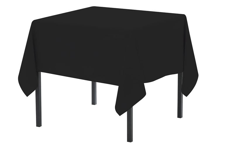 Pomp Black 52" x 52" Inch Square Premium Polyester Tablecloth | Wrinkle + Stain Resistant Easy Care Fabric | Fits Square or Round Table - Image 5