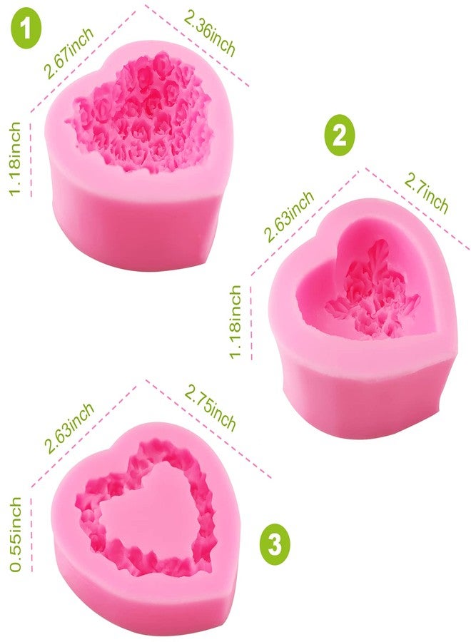 LLPMutu 3D Rose Flower Silicone Molds Valentine's Day Fondant Molds Wedding Fondant Cake Molds Heart Candy Silicone Molds Baking Tool For Candy Cake Cupcake Topper Polymer Clay Soap Wax Making Party Supplies - Image 3