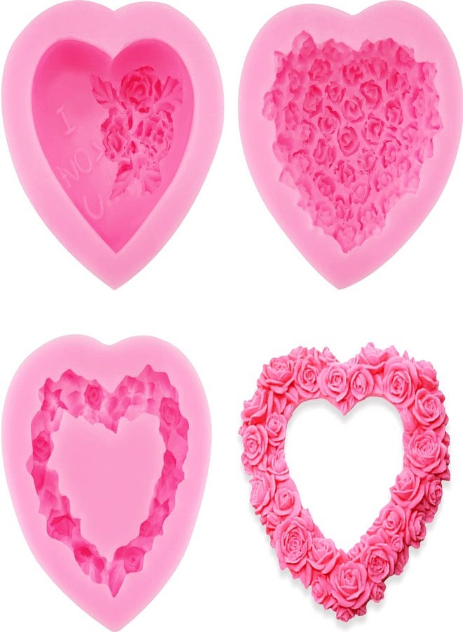 LLPMutu 3D Rose Flower Silicone Molds Valentine's Day Fondant Molds Wedding Fondant Cake Molds Heart Candy Silicone Molds Baking Tool For Candy Cake Cupcake Topper Polymer Clay Soap Wax Making Party Supplies - Image 1