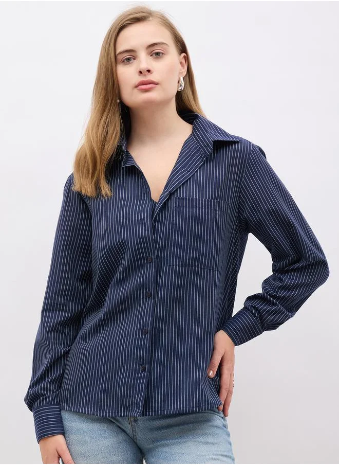 ستايلي Striped Regular Fit Shirt and Crop Top