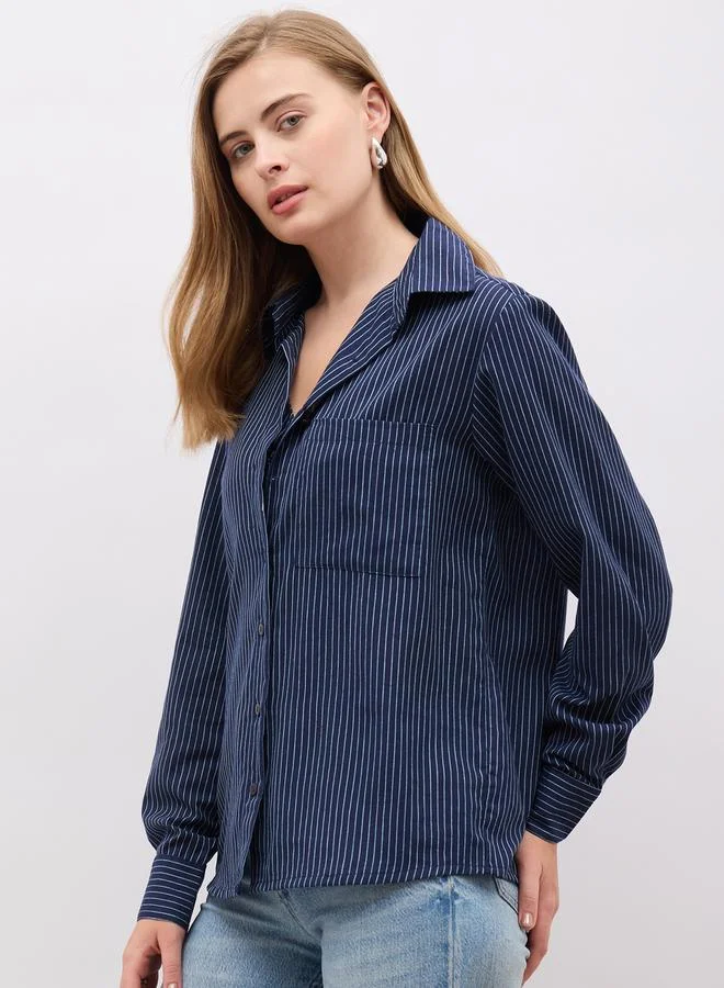 Styli Striped Regular Fit Shirt and Crop Top