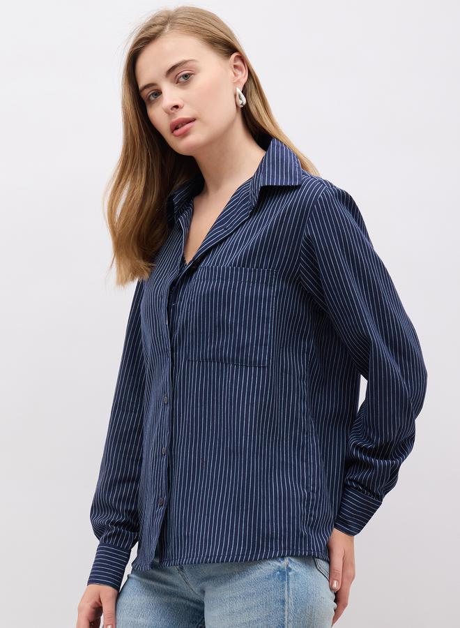 Styli Striped Regular Fit Shirt and Crop Top - Image 3