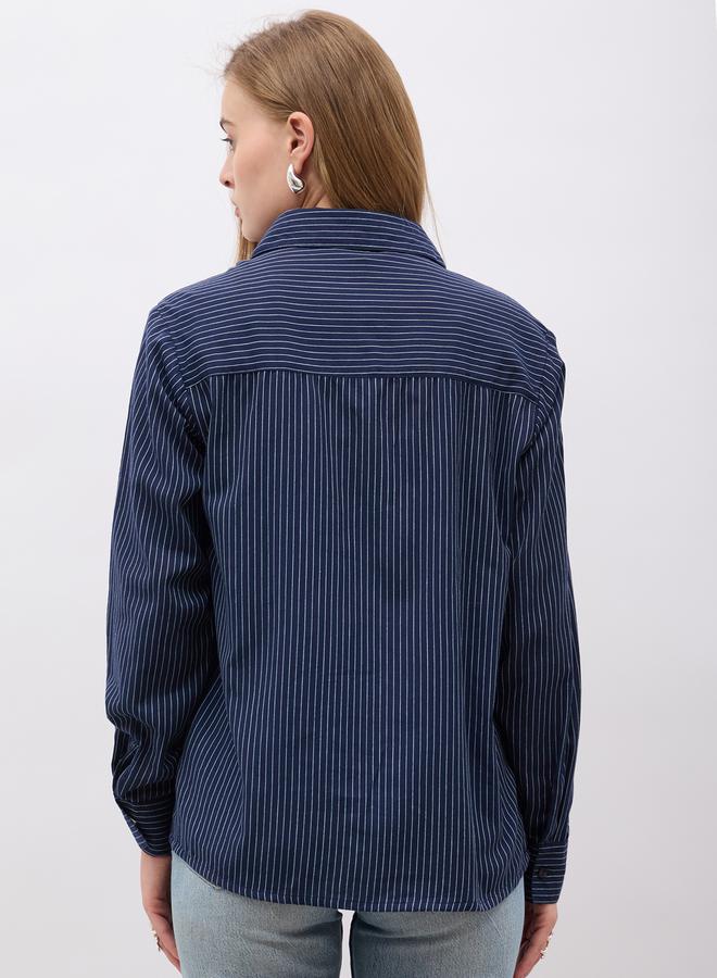 Styli Striped Regular Fit Shirt and Crop Top - Image 5