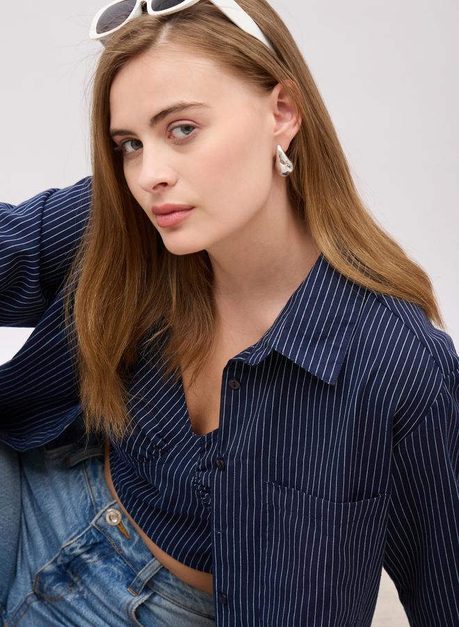 Styli Striped Regular Fit Shirt and Crop Top - Image 4