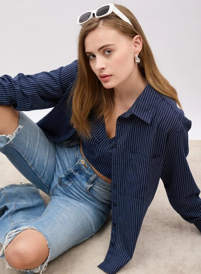 Styli Striped Regular Fit Shirt and Crop Top