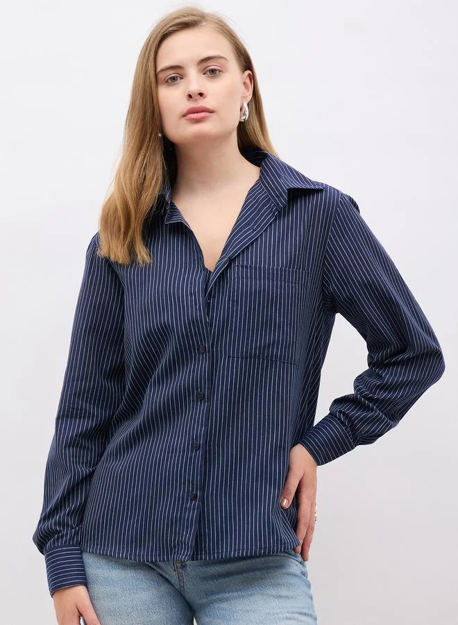 Styli Styli Striped Regular Fit Shirt and Crop Top
